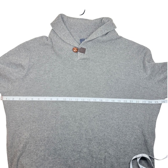 Hart Schaffner Marx Mens XL Gray Shawl Collar‎ Elbow Patch Sweater Lambs Wool - Picture 6 of 6